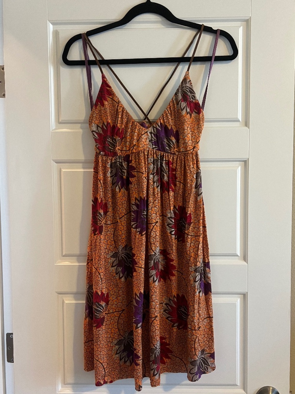 Free People Orange Purple Intimately Sunfade Floral Slip Dress Size S